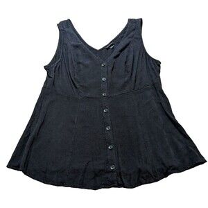 Torrid Women's Fit And Flare Jacquard Button-Front Tank Black size 2